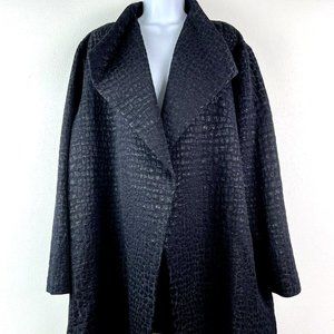 NWT Chicos Travelers Jacquard Black Jacket XL Long Sleeve Textured Coat New